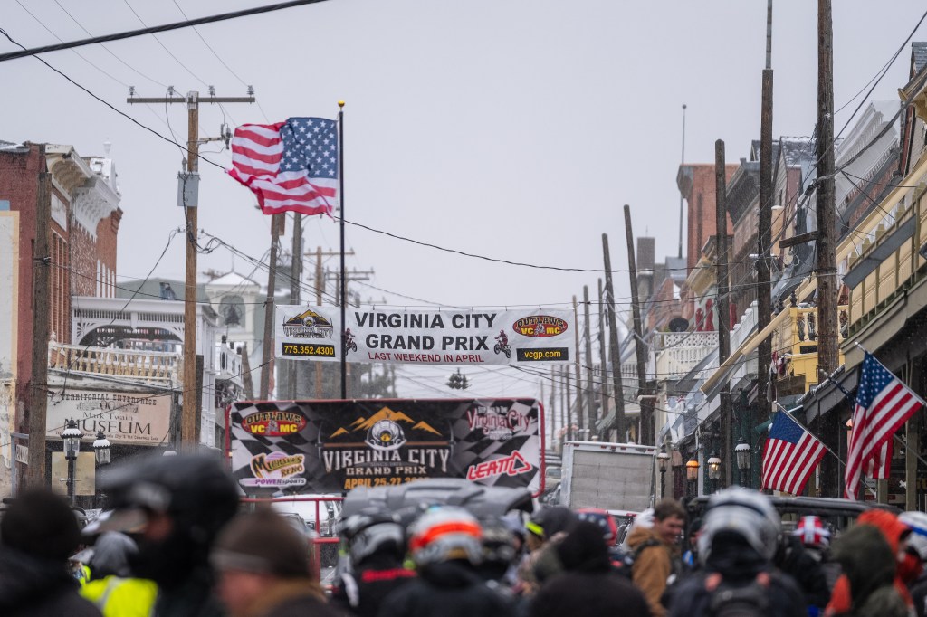 Scenes from a Muddy and Snowy Virginia City Grand Prix (Sunday)